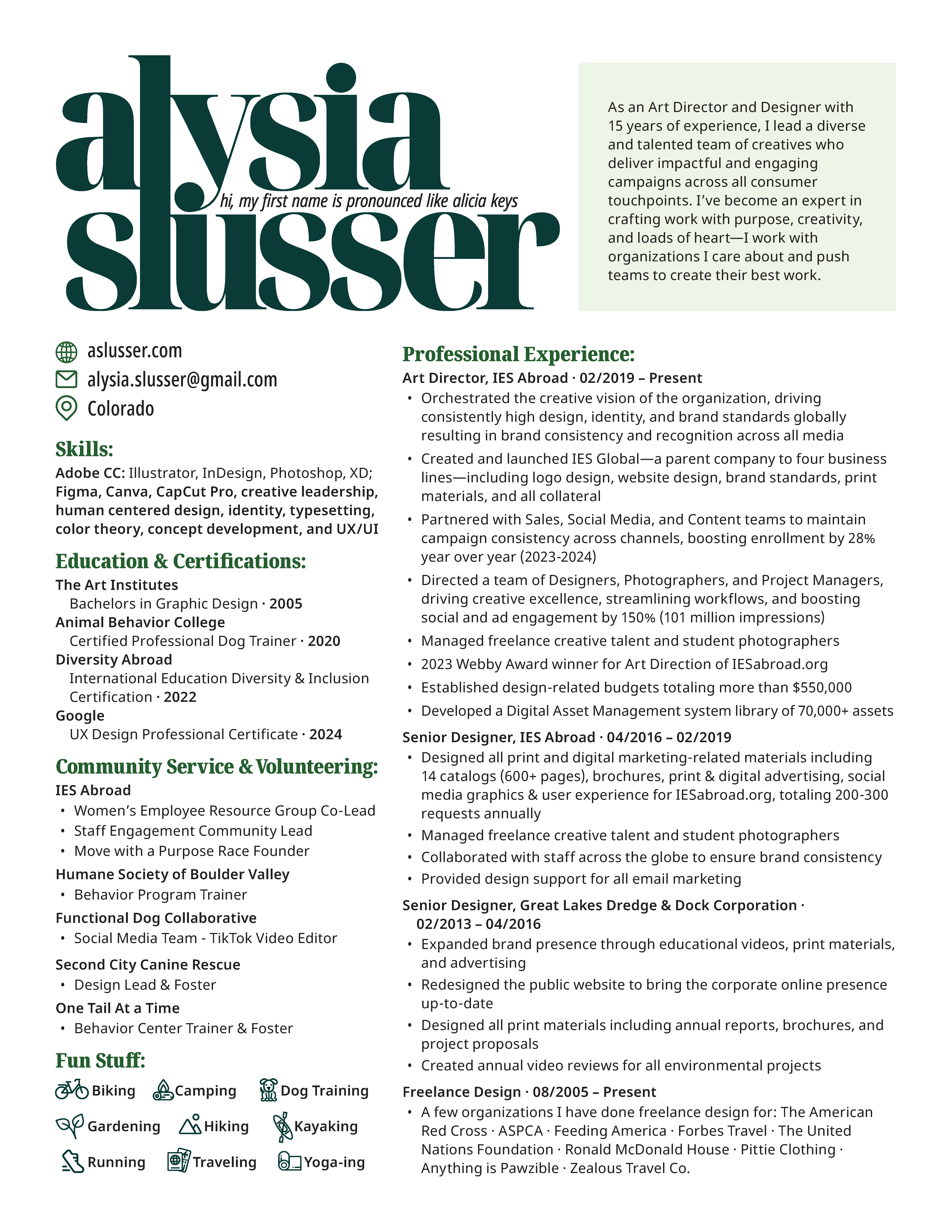 Alysia Slusser Resume